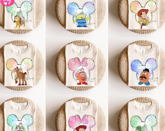 Watercolor Toy Story Minnie and Mickey Ears Disney T-shirt, Disney Trip Tee, All Toy Story Characters Shirt, Buzz, Woddy, Aliens,Slinky, Rex