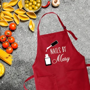 Personalized Nail Salon Apron, Custom Apron,  Baking Apron, Baker Gift, Personalized Gift, Cute Apron For Women Men, Cute Cotton Apron
