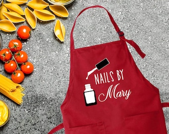 Personalized Nail Salon Apron, Custom Apron,  Baking Apron, Baker Gift, Personalized Gift, Cute Apron For Women Men, Cute Cotton Apron