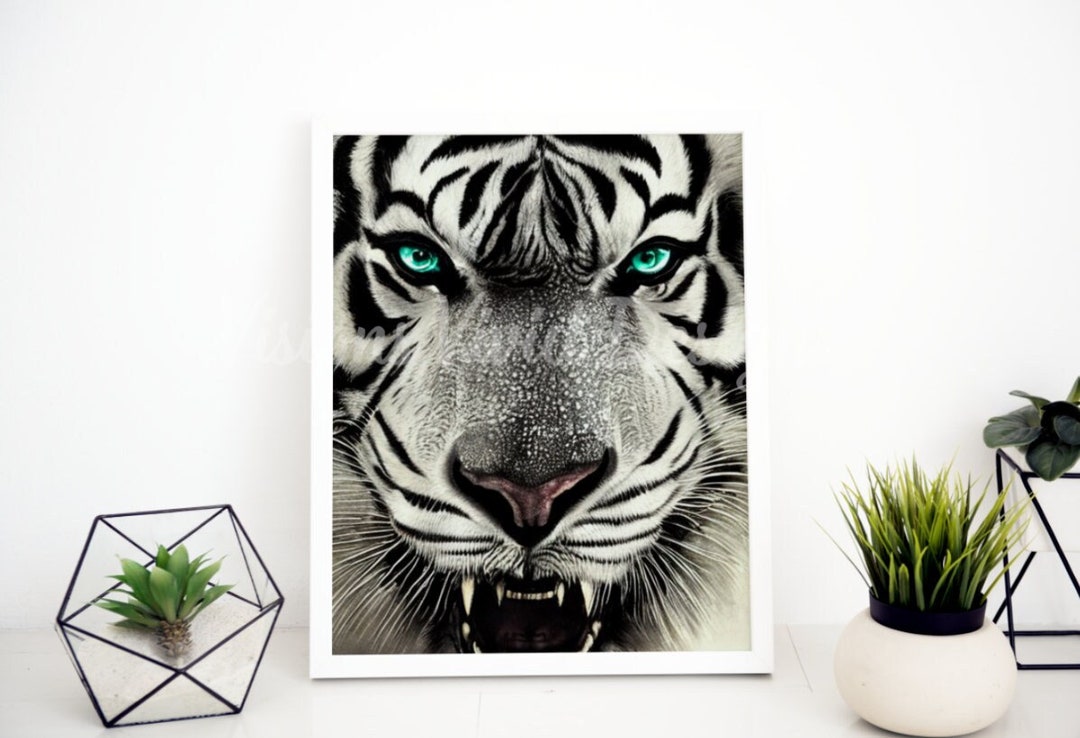 White Tiger Wall Art Digital Art Print Digital Download Etsy