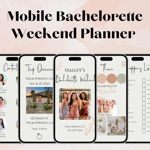 Digital Bachelorette Itinerary Template, Editable, Bachelorette Weekend Planner, Digital Planner, Mobile Bachelorette Canva Template