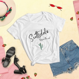 Women&#39;s Short Sleeve T-Shirt Scottsdale Before the Veil, Arizona, Desert, Bachelorette Party, Bridal Tee