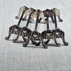 Messerbänkchen Antike Silberplatte 6er Set PORTE-COUTEAUX Frankreich im klassischen französischen Stil elegantes Geschirraccessoire, um Besteck darauf zu platzieren