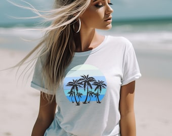 Tropical Island Shirt, Palm Trees On The Beach At Sunset Shirts, Boho Vibes Shirt, Beach Shirt, Beach Days, Retro Beach Shirt, Beach Life