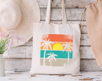 Canvas Tote Bag, Beach Tote Bag, Beach Print Canvas Tote, Everyday bag, Reusable Tote Bag, Canvas Tote Bag, Canvas Beach Bag