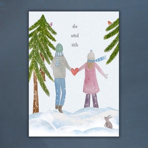 Karte du und ich / Jahrestag / Pärchen / Partner / Valentinstag / Liebe / Din A6