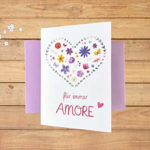 Karte "Für immer Amore" mit Umschlag / Jahrestag / Valentinstag / Hochzeit / Karte Partner / Geburtstag Frau / DIN A6