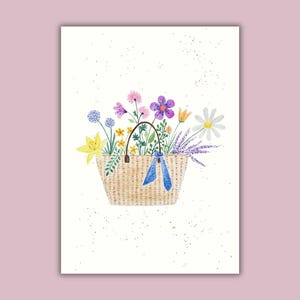 Karte Korb mit Blumenstrauß / Karte A6 / Blumen