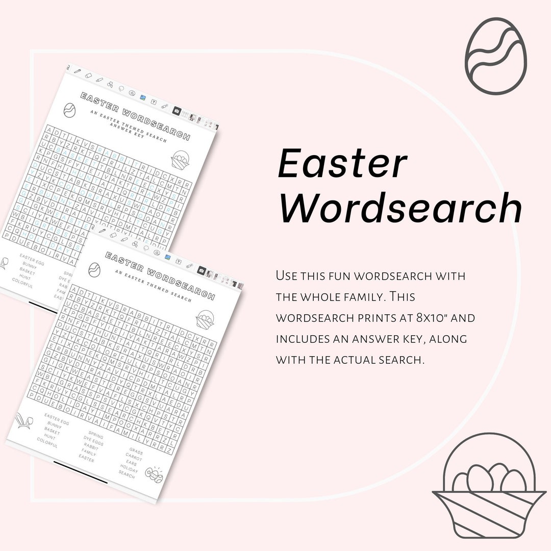 Easter Word Search Easter Egg Word Search Family Word - Etsy