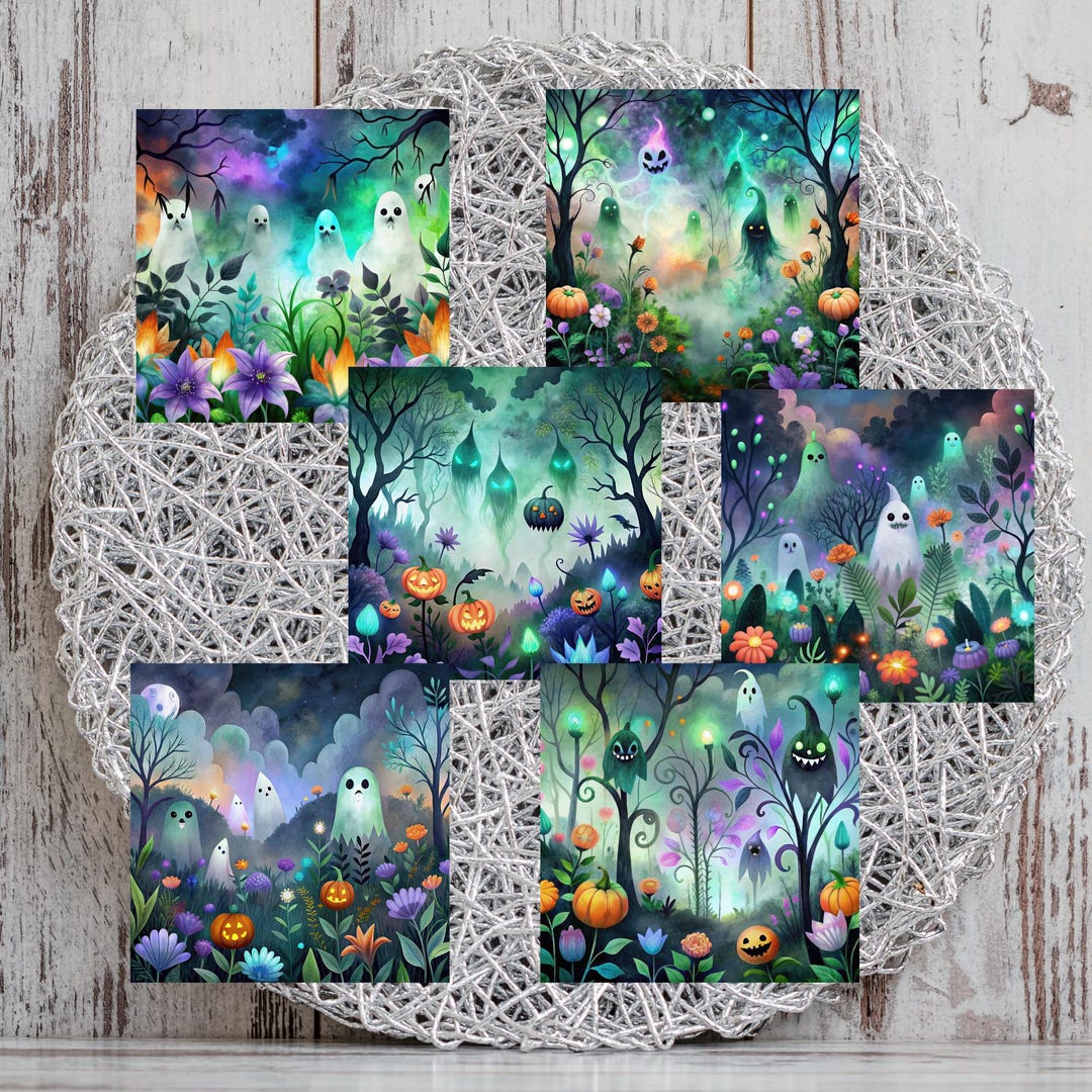 Whimsical Halloween Card Toppers X6, Crafts, Junk Journal, Scrap Book ...