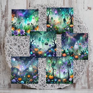 Skurrile Halloween Karte Topper x6, Basteln, Junk Journal, Scrap Buch, Tags, Wand Kunst
