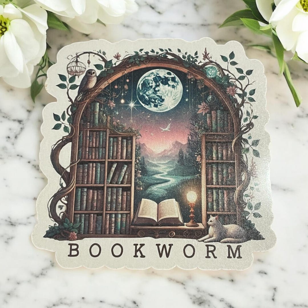 2 X Bookworm Vinyl Stickers Laptop Scrapbook Junk Journal Crafts - Etsy