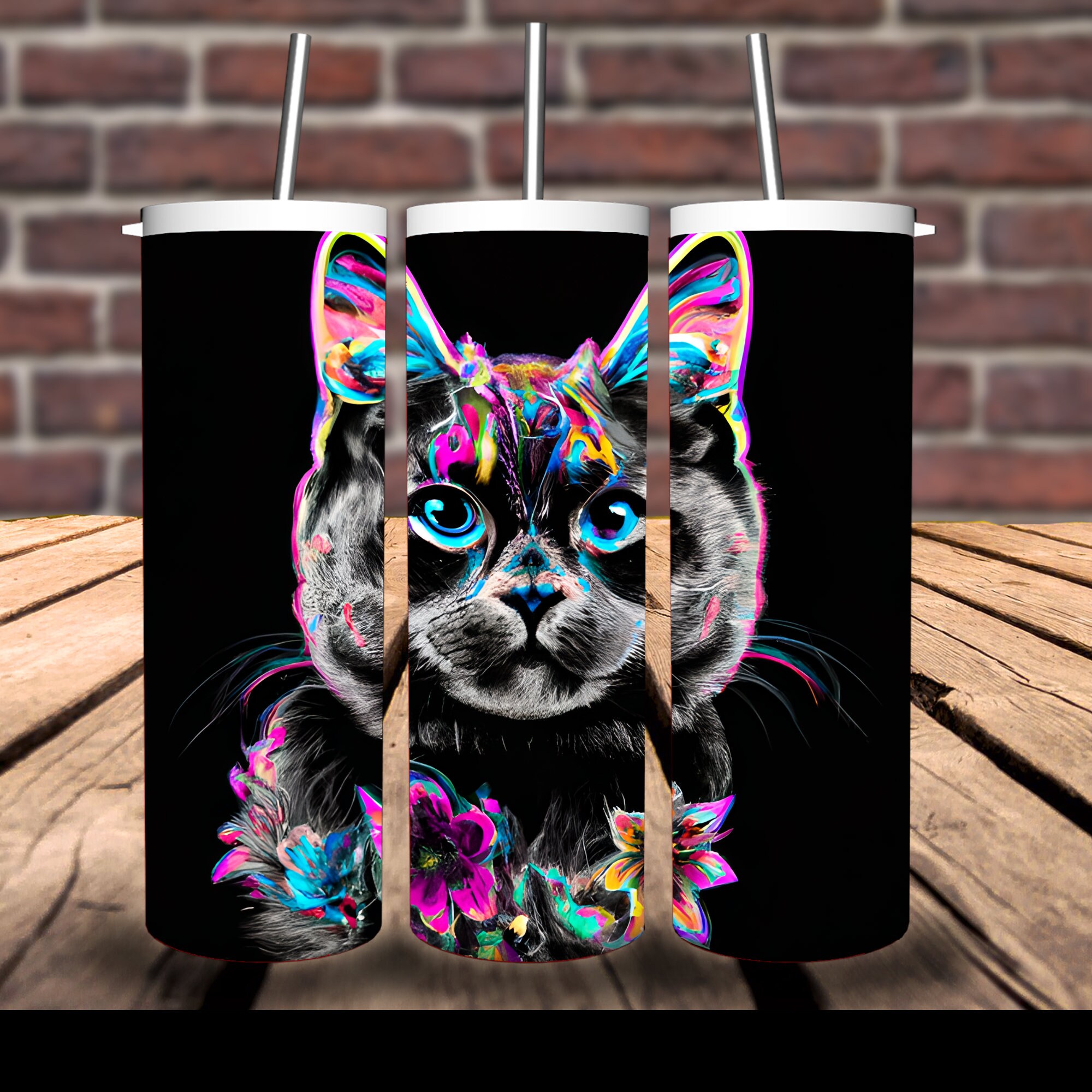 Neon Cat Keychain Sublimation PNG Graphic by sw1co design