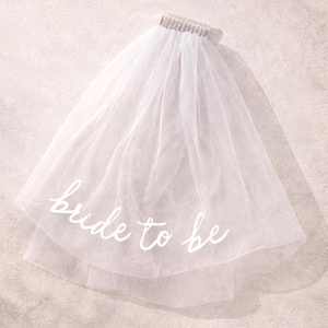 Bride To Be Veil Bachelorette Bridal Shower Hen Party Future Mrs Short Tulle Bridal Headpiece