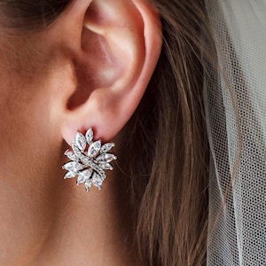 Cubic Zirconia Bridal Earrings: Silver Wedding Jewelry