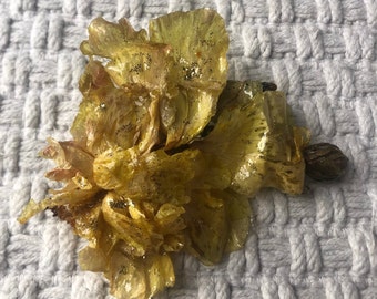 Real yellow amapola hair clip