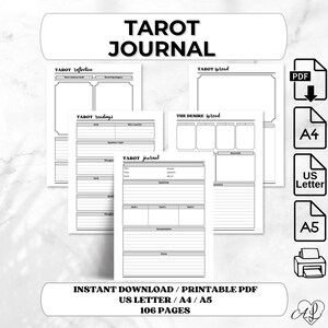 Tarot Journal Printable, Spiritual Planner, Oracle Readings Workbook, US Letter, A4, A5
