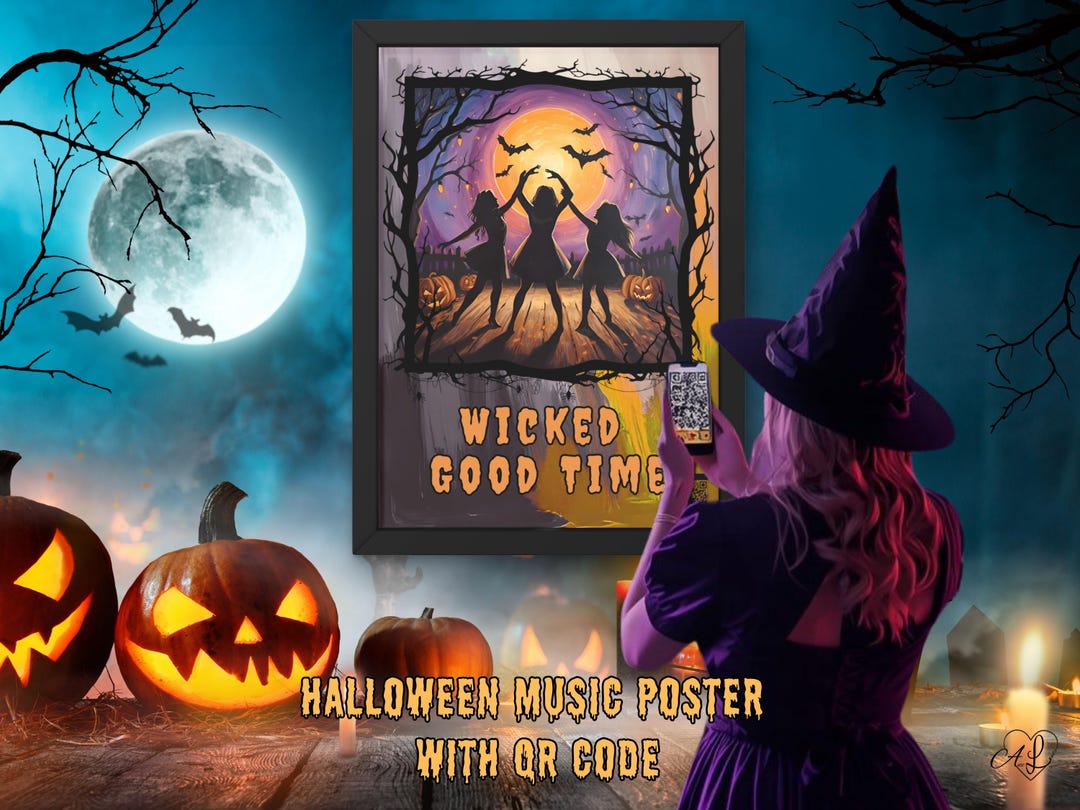 Halloween Spotify Playlist Poster: Spooky Season QR Code Art (digital ...