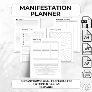 Manifestationsplaner, Manifestationsplaner, Tagebuch für Mentale Gesundheit, spirituelle Mappe, A4, A5, A4, A5, A5