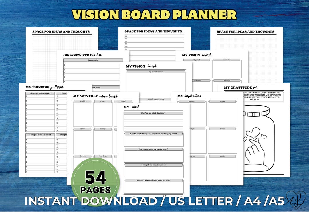 Vision Binder Vision Board Planner Printable, Life Planning Binder Pages, PDF ...