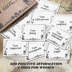 500 kart z pozytywnymi afirmacjami dla kobiet: Codzienna inspiracja (pobierz plik PDF, A4, format amerykański)