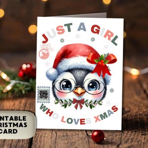 Printable Christmas Card with QR Code Spotify Playlist, Blank Inside, 5"x7" US Letter Anelinda