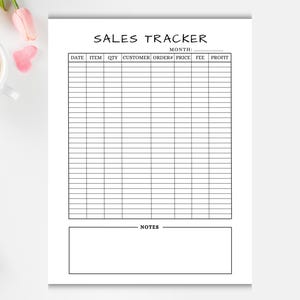 Simple sales tracker printable, Online business sales, Minimal sales tracker, Side hustle sales record planner, Minimalist printable