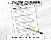 Bank Account Tracker Printable, Simple One Page Planner