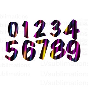 0-9 Metallic numbers - PNG FILE