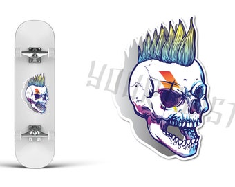 Punky Skull Sticker – Graffiti Art Vinyl Decal for Laptop, Skateboard