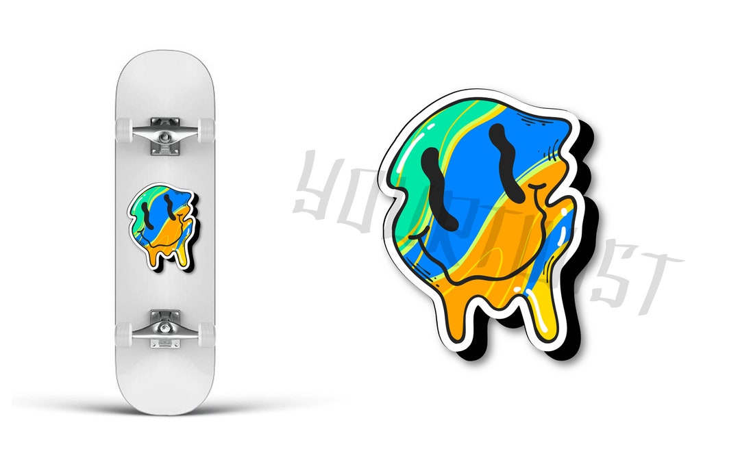 Smiley Face Melting Acid Rave Sticker - Decal Graphic Graffiti Laptop ...