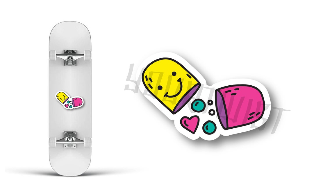 Happy Pill Rave Sticker Decal Graphic Graffiti Laptop Men Women Helmet