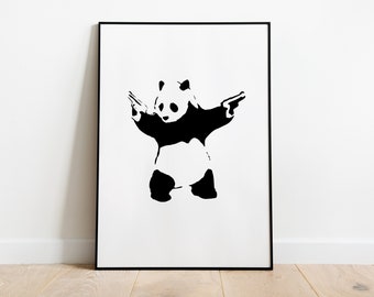 Banksy Panda - Graffiti Wall Art Frameable Picture Gift Poster Living Room Bar Bedroom Lounge Reception Office