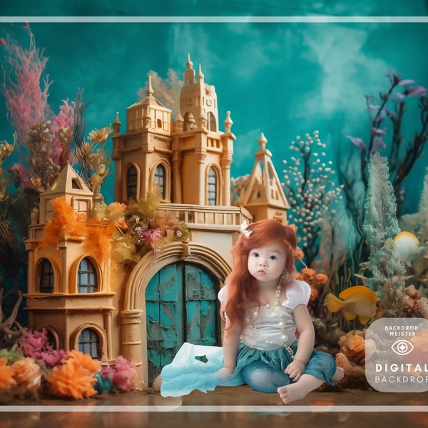 Underwater Castle Backdrop | Digital Download | Photoshop Overlays, Wedding & Maternity Backdrops, Backgrounds for photography