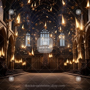 High Resolution 8k Ultra HD Quality Photo Realistic Christmas Scene Backdrop  Hogwarts Interior Harry Potter Style · Creative Fabrica