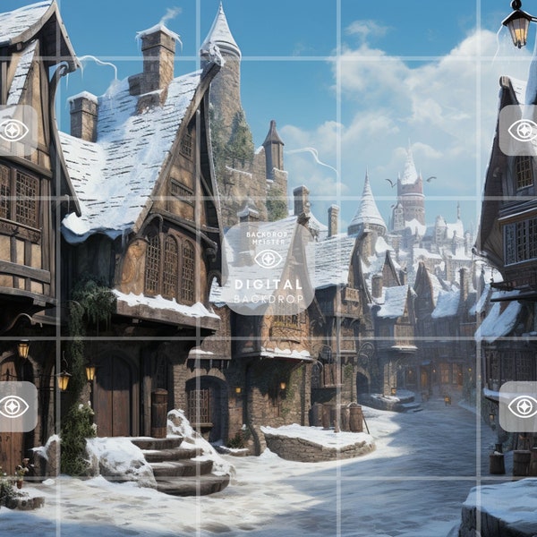 Halloween Village Backdrop Etsy