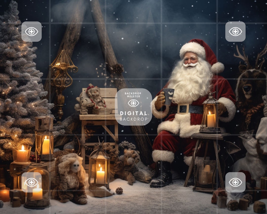 Santa Clause Backdrop Digital Download Photoshop Overlays, Christmas ...