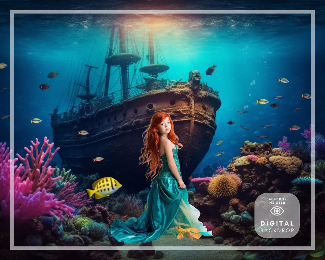 Little Mermaid Backdrop Digital Download Photoshop Overlays, Wedding ...