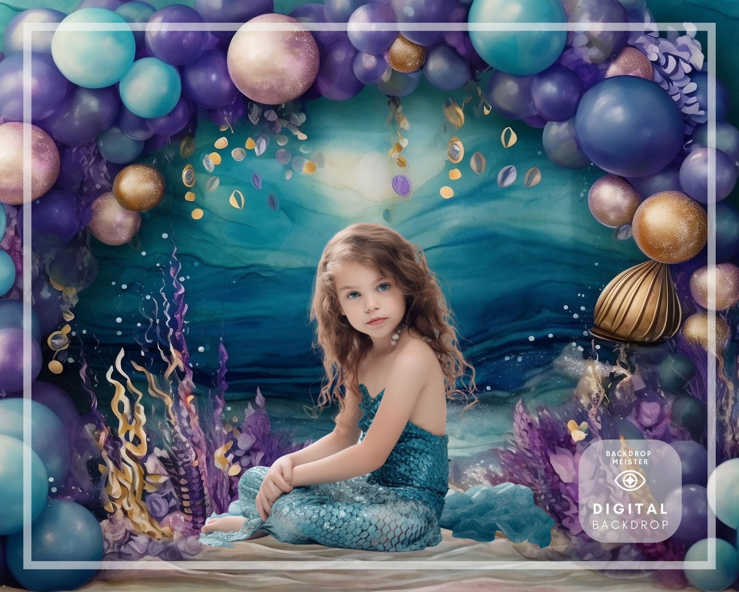 Little Mermaid Backdrop Digital Download Photoshop Overlays, Wedding ...