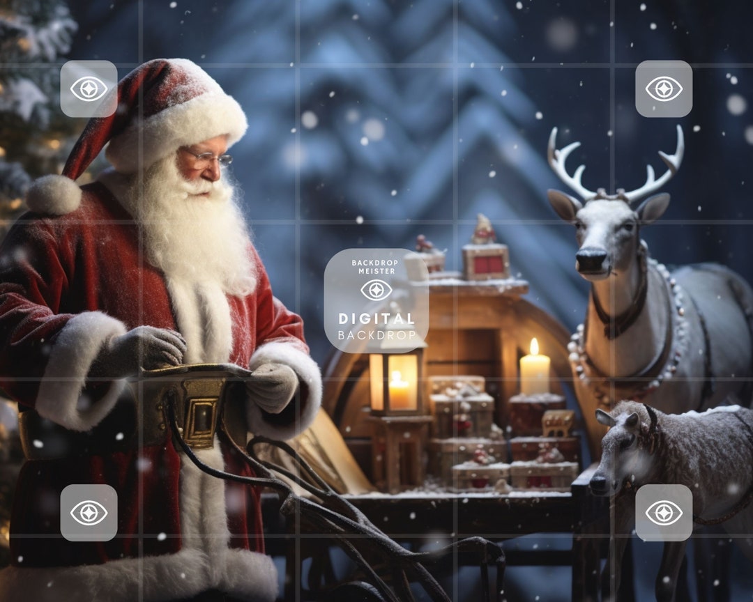 Santa Clause Backdrop Digital Download Photoshop Overlays, Wedding ...