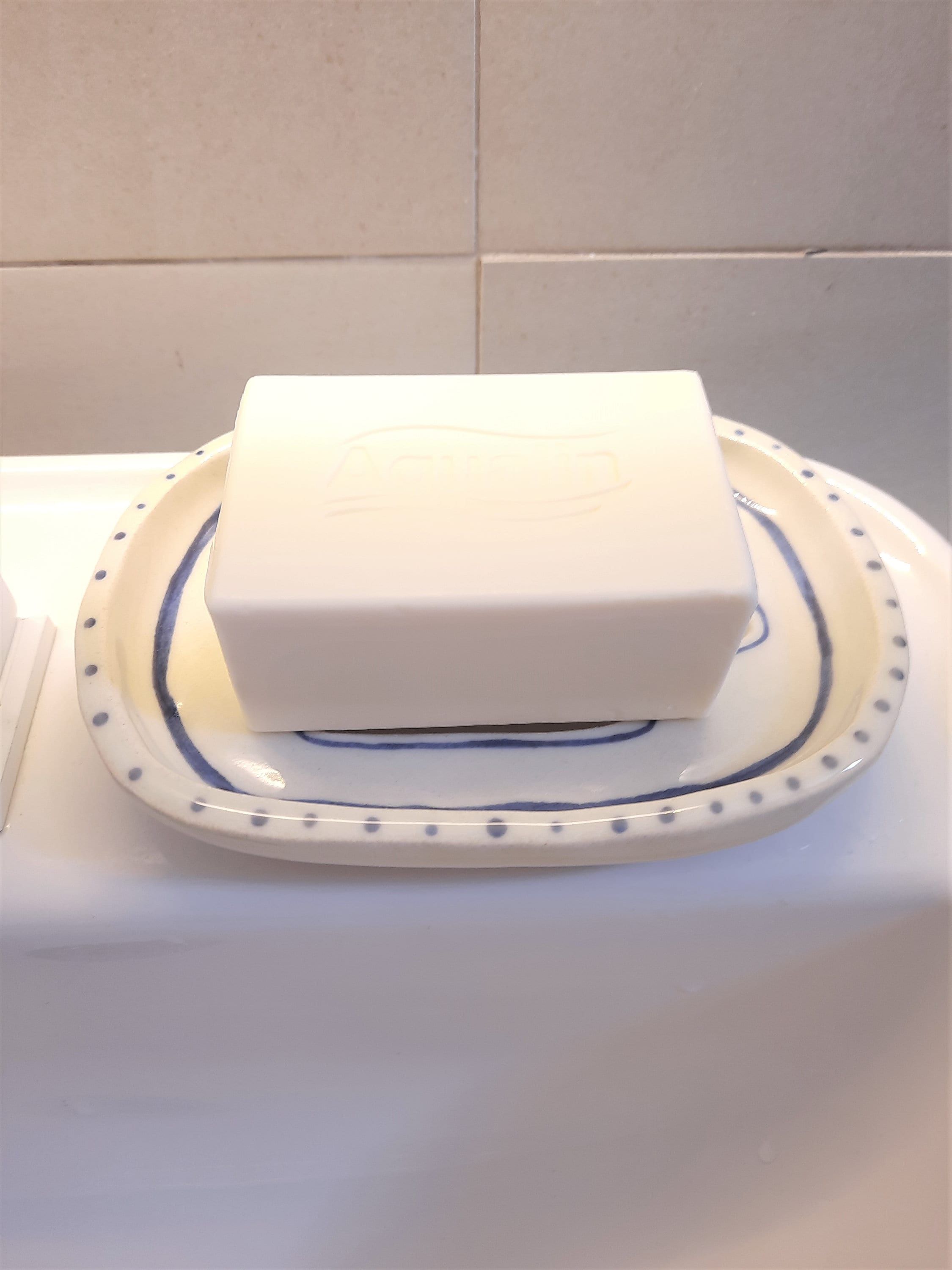 Handmade Ceramic Soap Dish With Drainer Painted in Blue Hand Painted ...