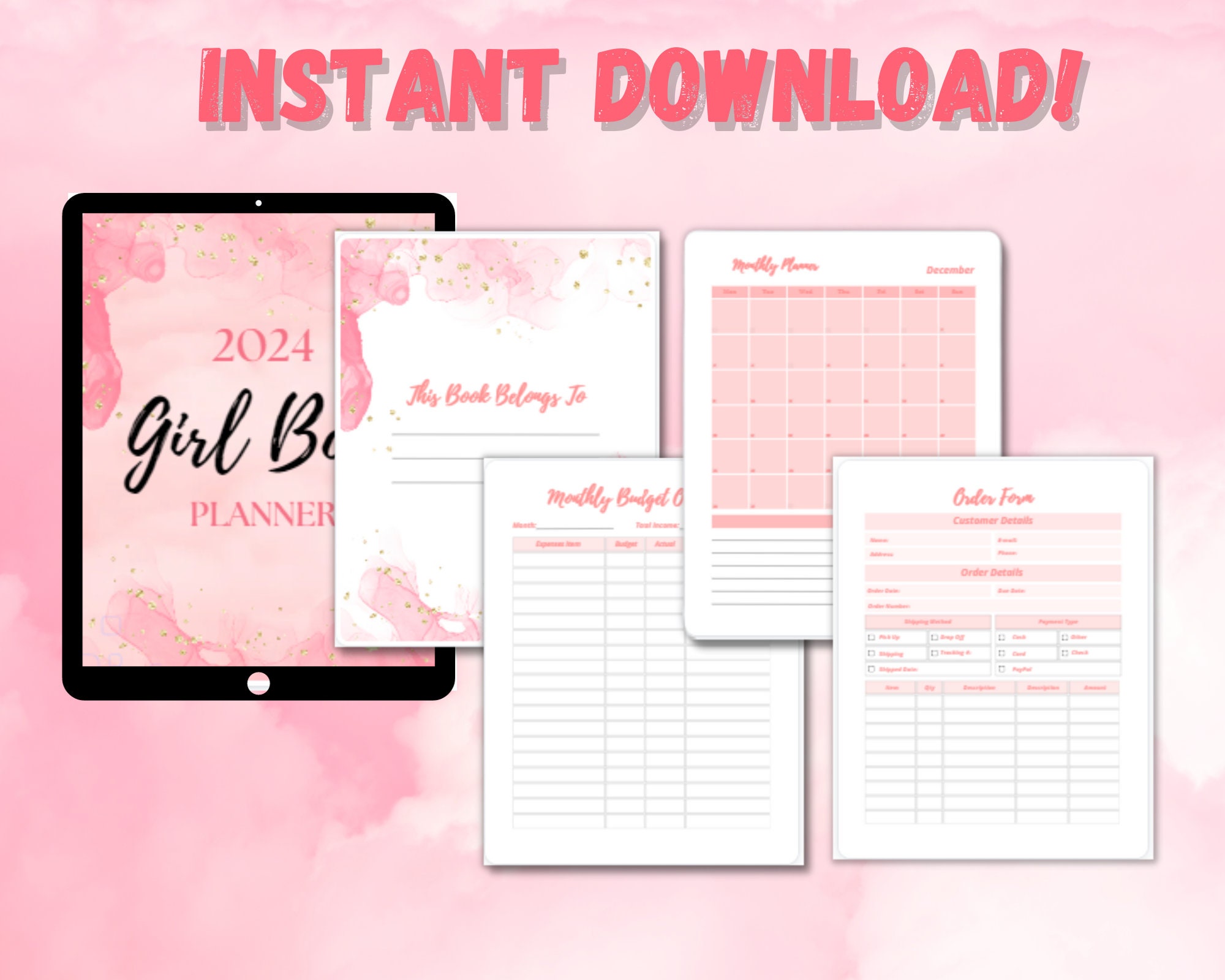 2024 Girlboss Planner Bundle, Printable Planner, Canva Editable Planner ...
