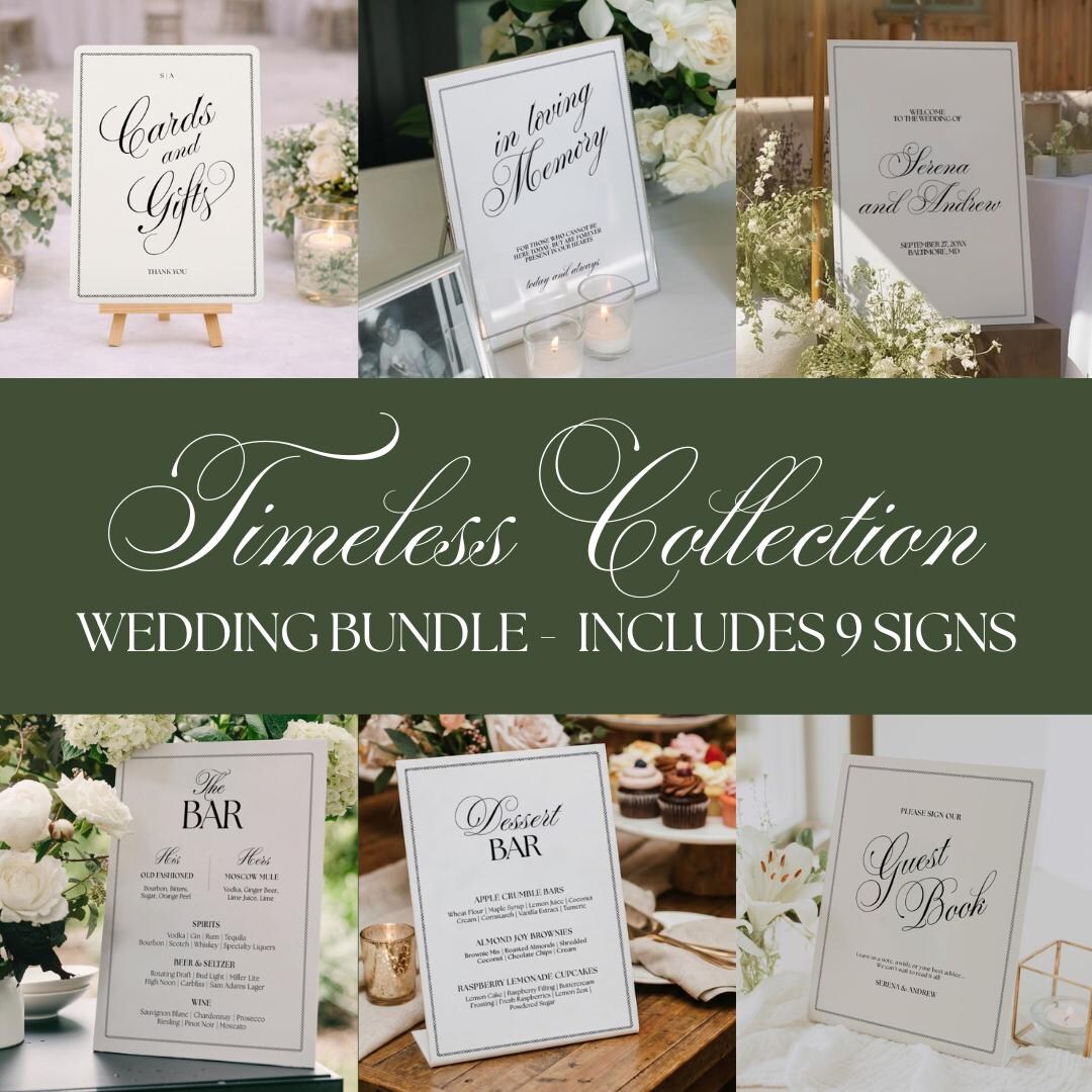 Editable Wedding Sign Bundle, 9 Script Signs (digital Download) - Etsy