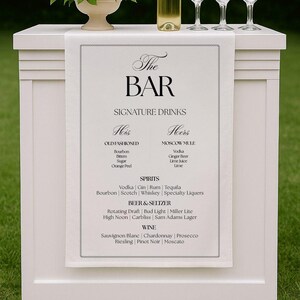 Tidlös kollektion: Barmeny och signaturdrinkskylt, elegant svartvitt, redigerbar mall (Canva) bild 5
