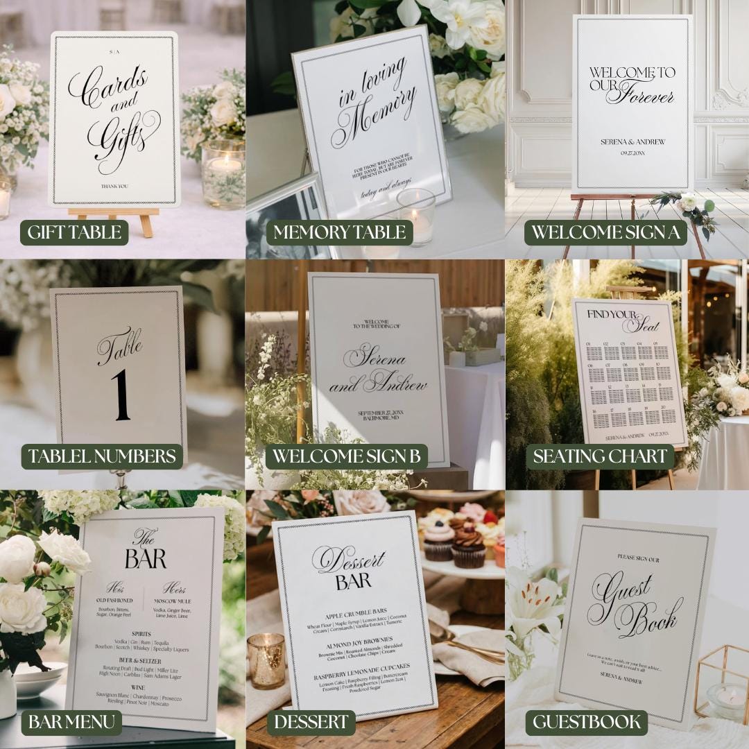 Editable Wedding Sign Bundle, 9 Script Signs (digital Download) - Etsy