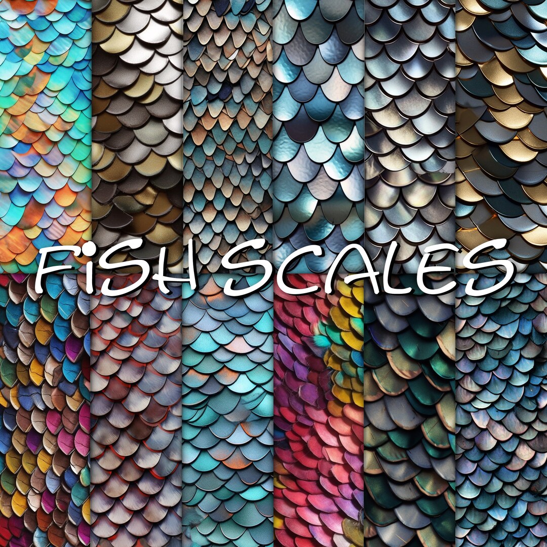Seamless Fish Scales Patterns Digital Paper, 12 JPG Textures, Instant Download Etsy