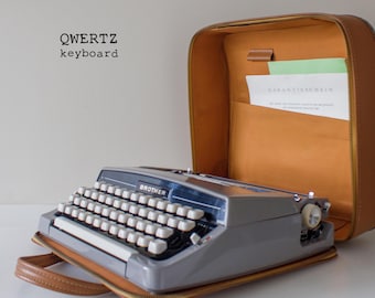 Brother working typewriter with case, portable typewriter, mothers day