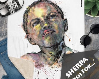 Graphic Fleece Sherpa Blanket “WishFor...” - Premium Home Decor Cozy Throw, No Fuss Contemporary Fine Art Blanket