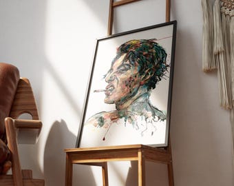 Custom Portrait from Photo A2+, Original Watercolor Ink Painting, High-End Custom Art Experience, Unique Gift, Talisman of Courage Art
