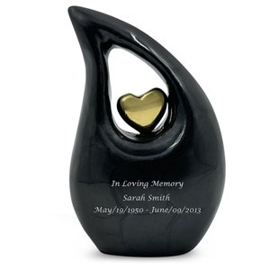 Mini-urn voor as - gepersonaliseerde mini-urn met fluwelen doos - zwarte mini-urn - kleine graveerbare urn